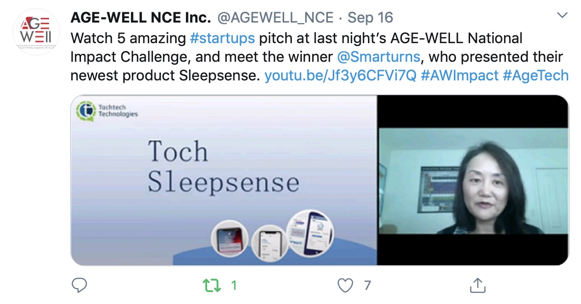 Tochtech Technologies wins 2020 AGE-WELL National Impact Challenge