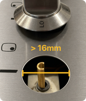 Recessed shaft with opening 16 mm or larger