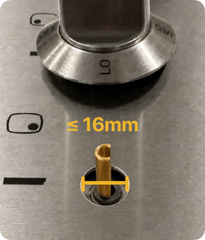 Recessed shaft with opening under 16 mm